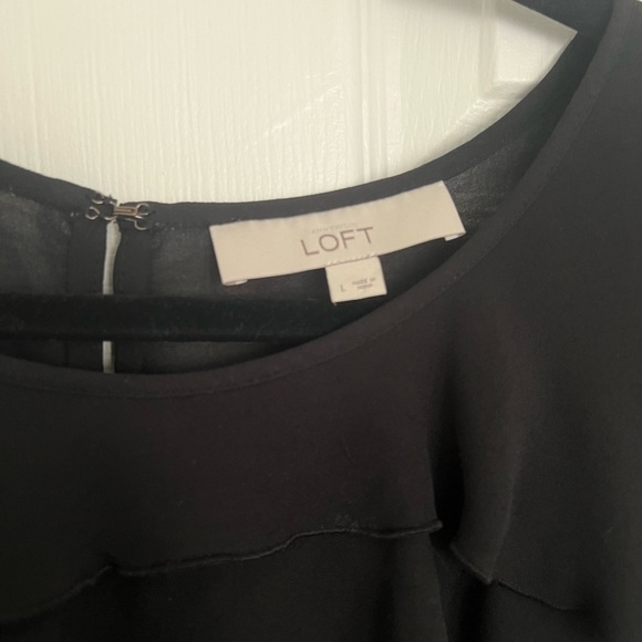 Loft Sheer Black Ruffle Top - Picture 2 of 4